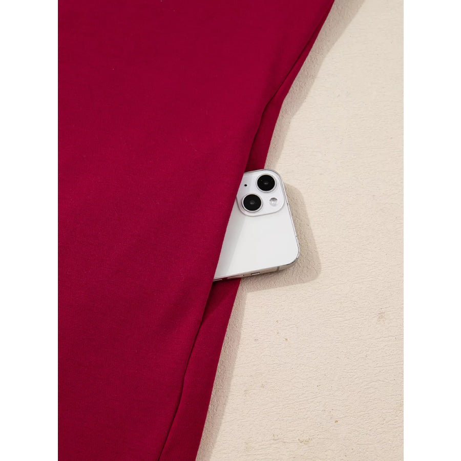 Contrast Striped Bow Detail Drop Shoulder Sweatshirt Dress with Pockets Apparel and Accessories