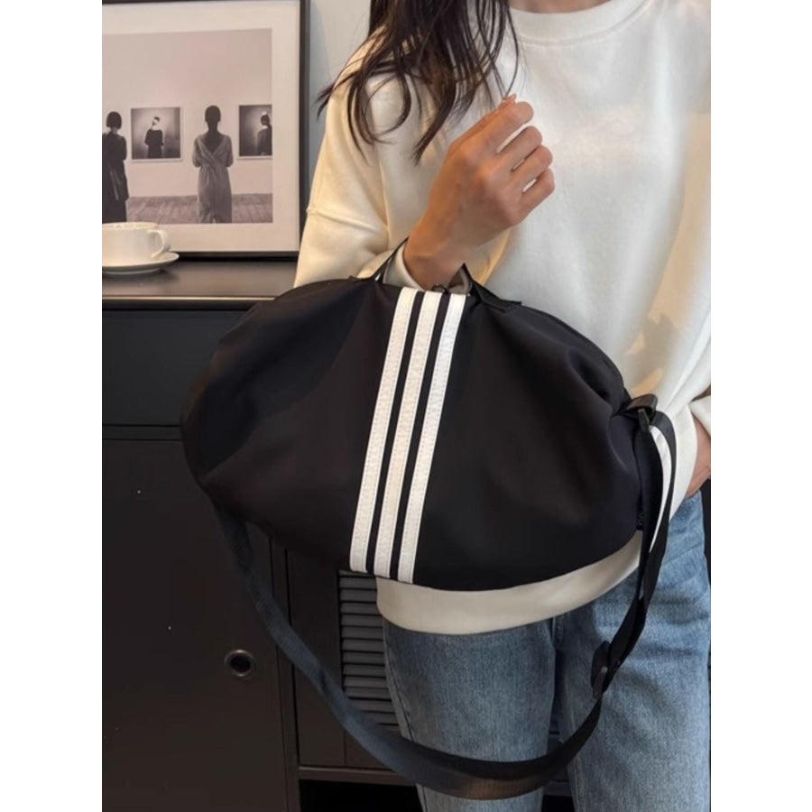 Contrast Striped Crossbody Bag Black / One Size Apparel and Accessories