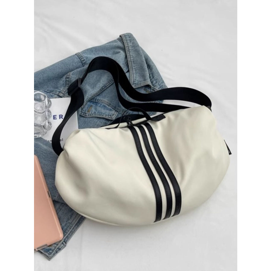 Contrast Striped Crossbody Bag Off-white / One Size Apparel and Accessories