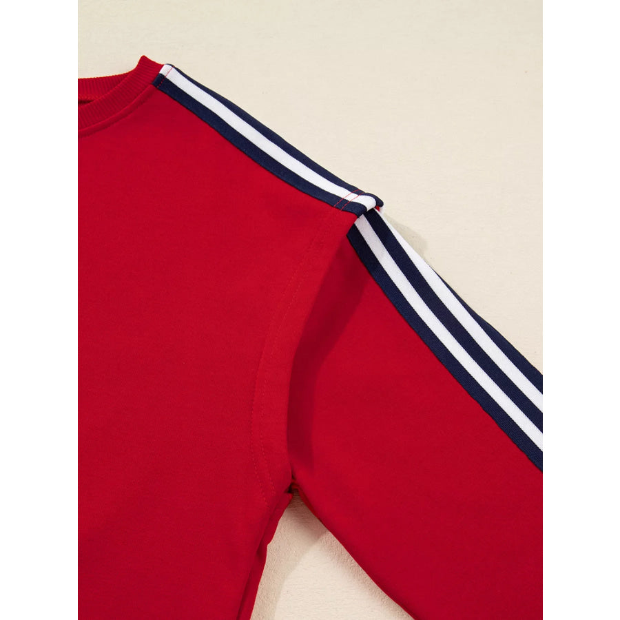 Contrast Striped Detail Varsity Sweatshirt Apparel and Accessories