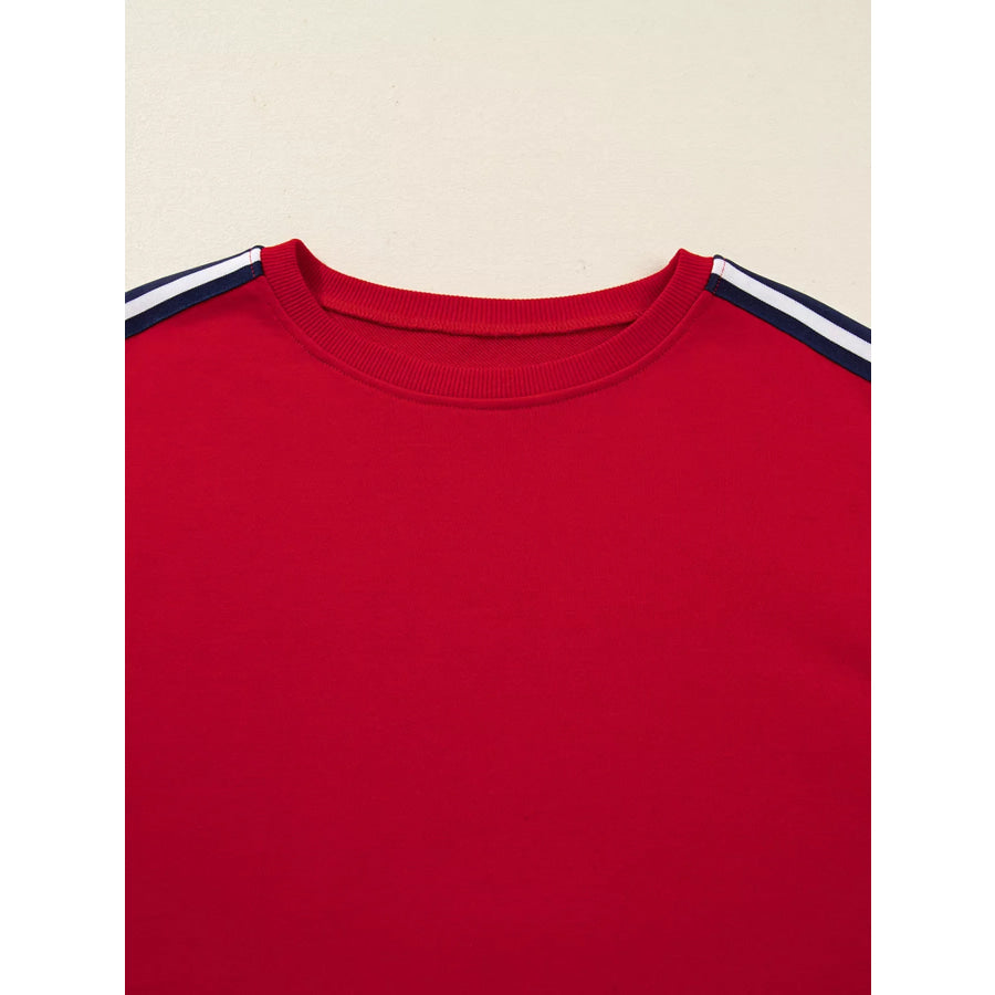 Contrast Striped Detail Varsity Sweatshirt Apparel and Accessories