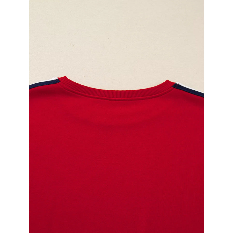 Contrast Striped Detail Varsity Sweatshirt Apparel and Accessories