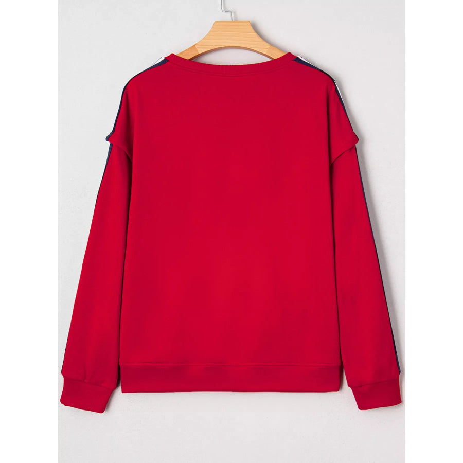Contrast Striped Detail Varsity Sweatshirt Apparel and Accessories