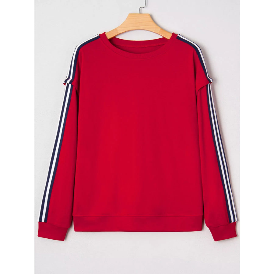 Contrast Striped Detail Varsity Sweatshirt Apparel and Accessories