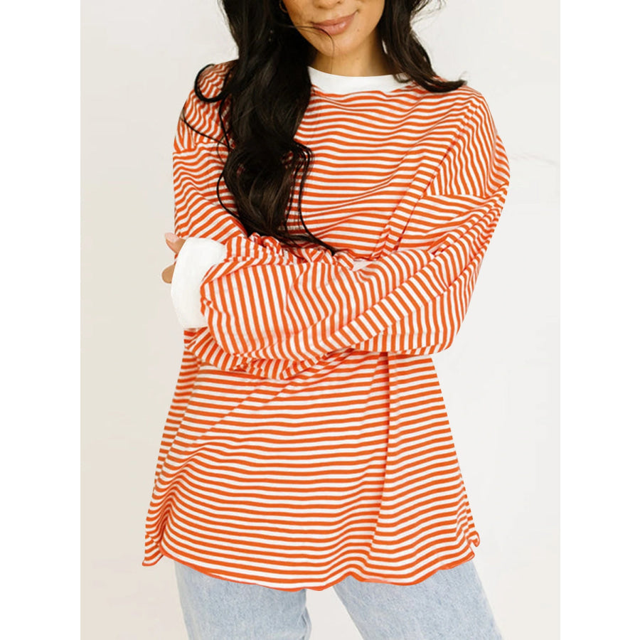 Contrast Striped Long Sleeve Sweatshirt Apparel and Accessories