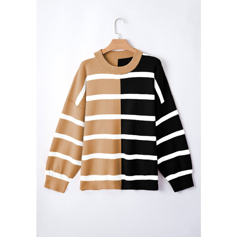 Contrast Striped Long Sleeve Sweatshirt Apparel and Accessories