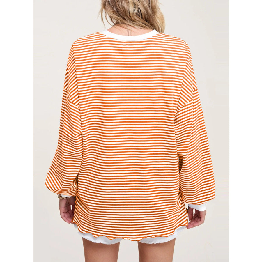 Contrast Striped Long Sleeve Sweatshirt Apparel and Accessories