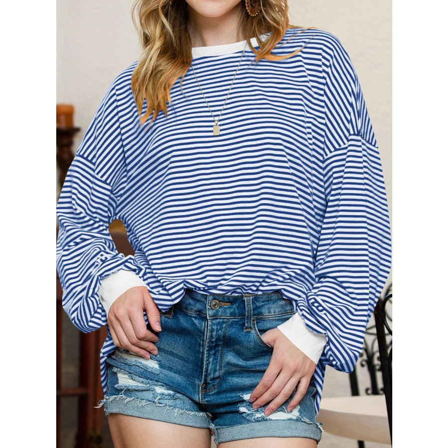 Contrast Striped Long Sleeve Sweatshirt Apparel and Accessories