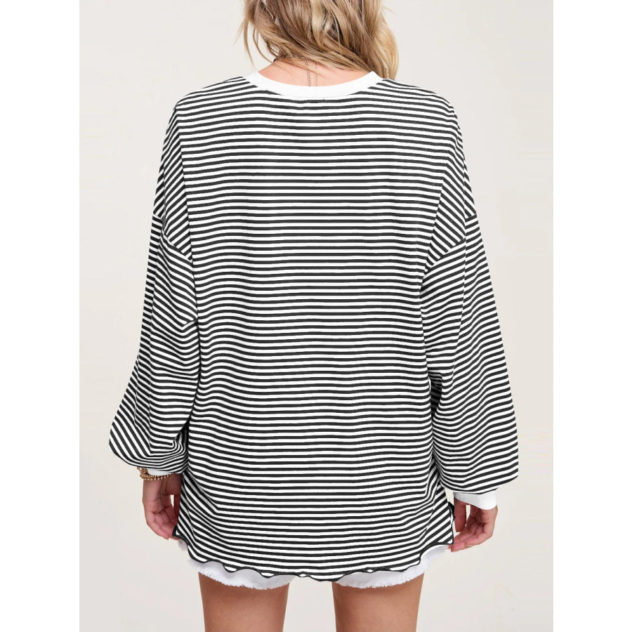 Contrast Striped Long Sleeve Sweatshirt Apparel and Accessories