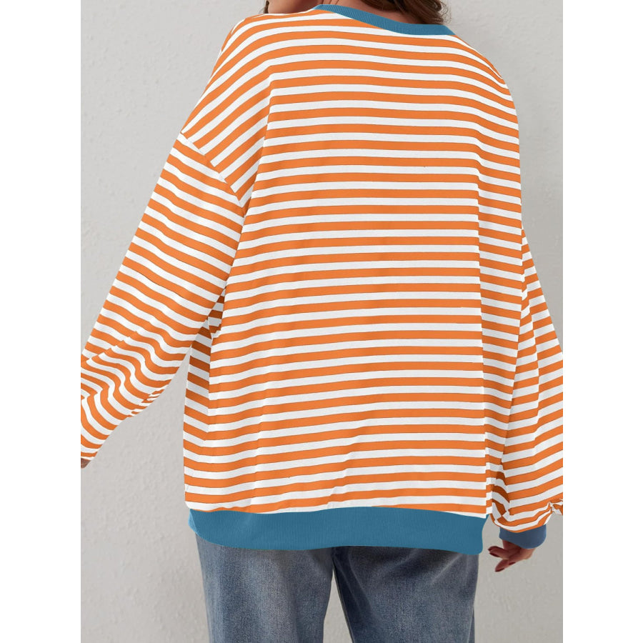 Contrast Striped Long Sleeve Sweatshirt Apparel and Accessories