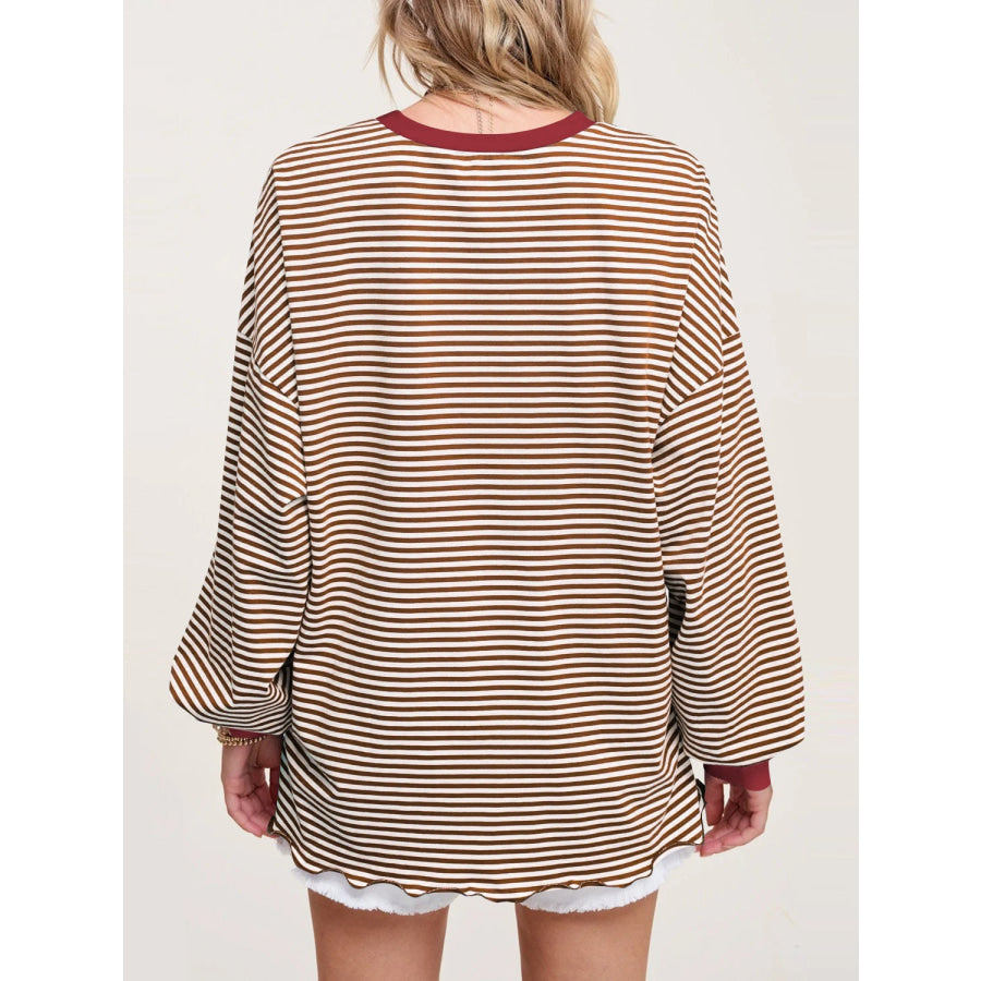 Contrast Striped Long Sleeve Sweatshirt Apparel and Accessories