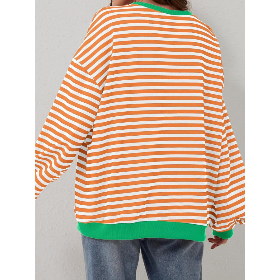 Contrast Striped Long Sleeve Sweatshirt Apparel and Accessories