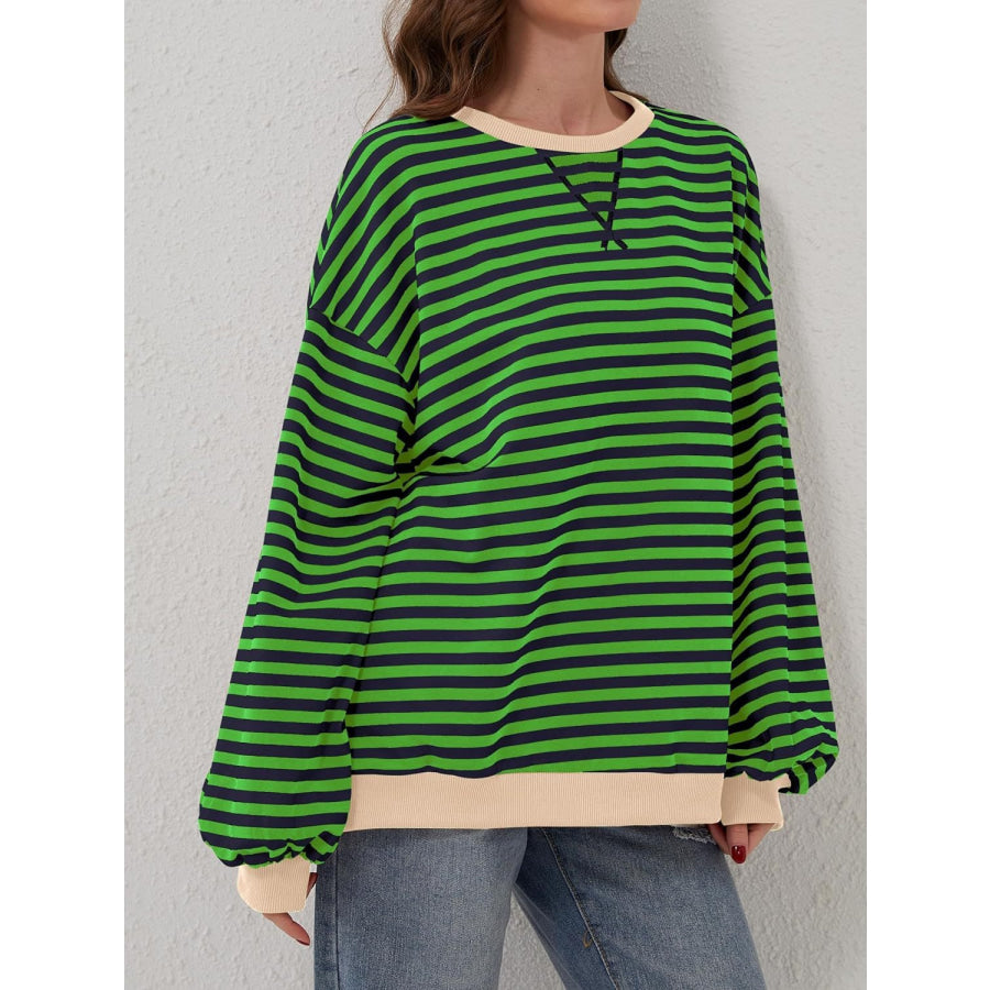 Contrast Striped Long Sleeve Sweatshirt Apparel and Accessories