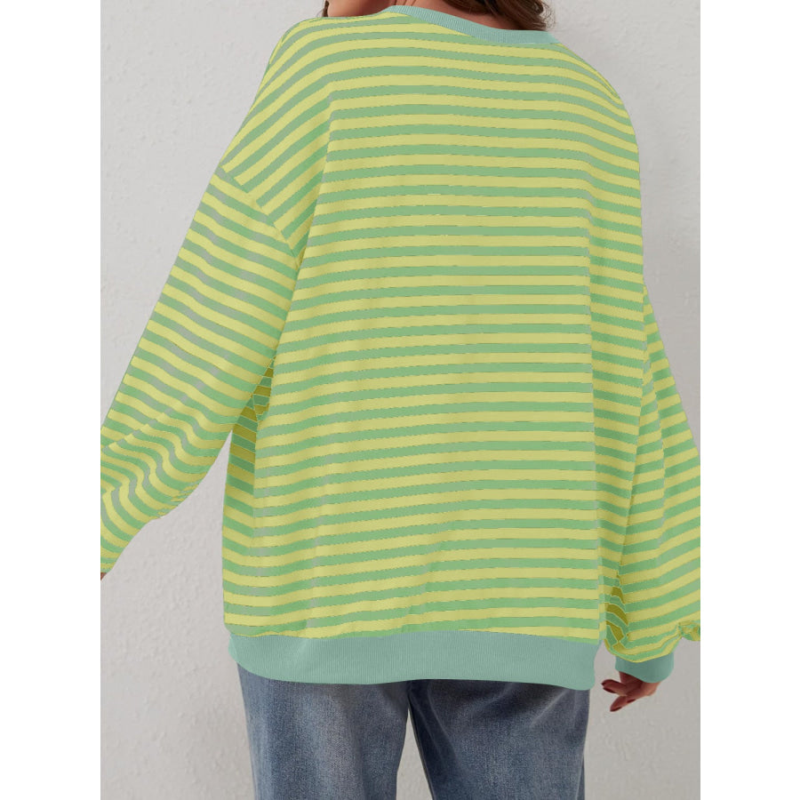 Contrast Striped Long Sleeve Sweatshirt Apparel and Accessories