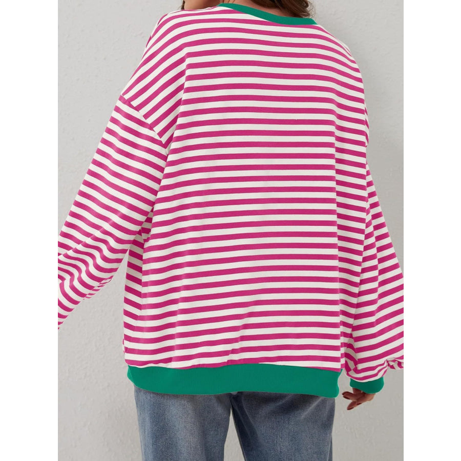 Contrast Striped Long Sleeve Sweatshirt Apparel and Accessories