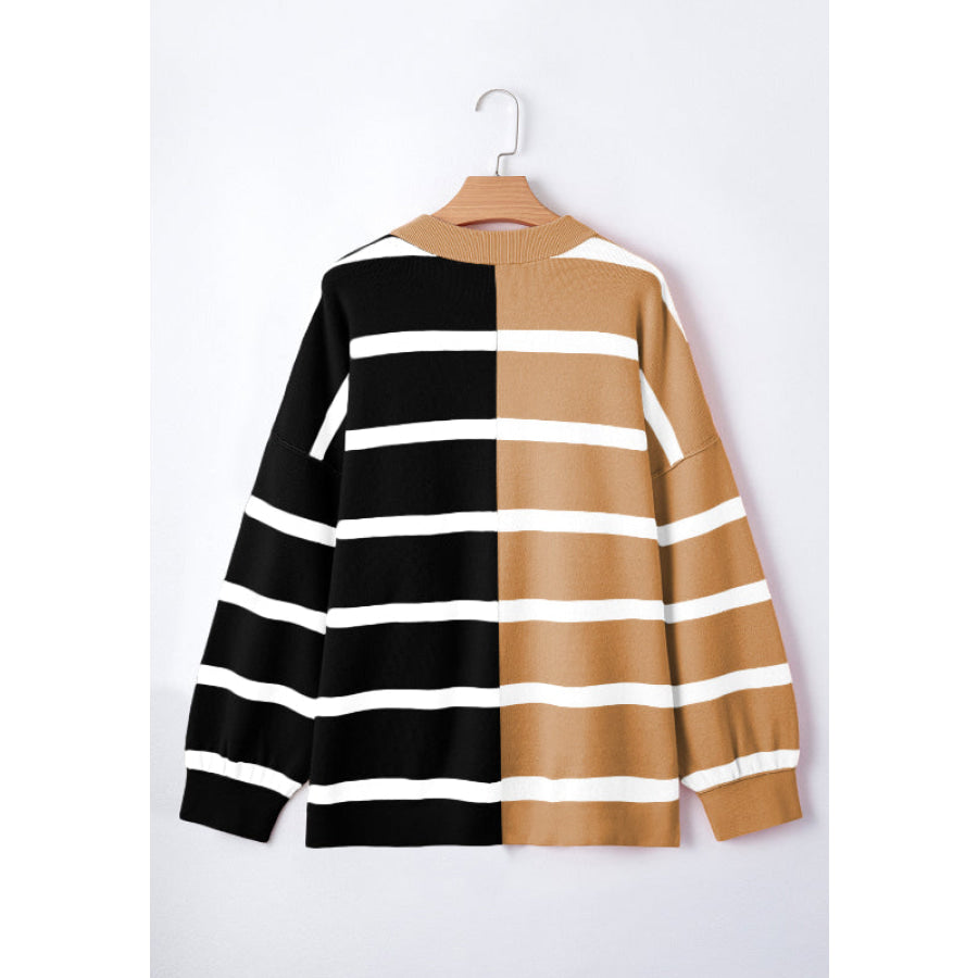 Contrast Striped Long Sleeve Sweatshirt Apparel and Accessories