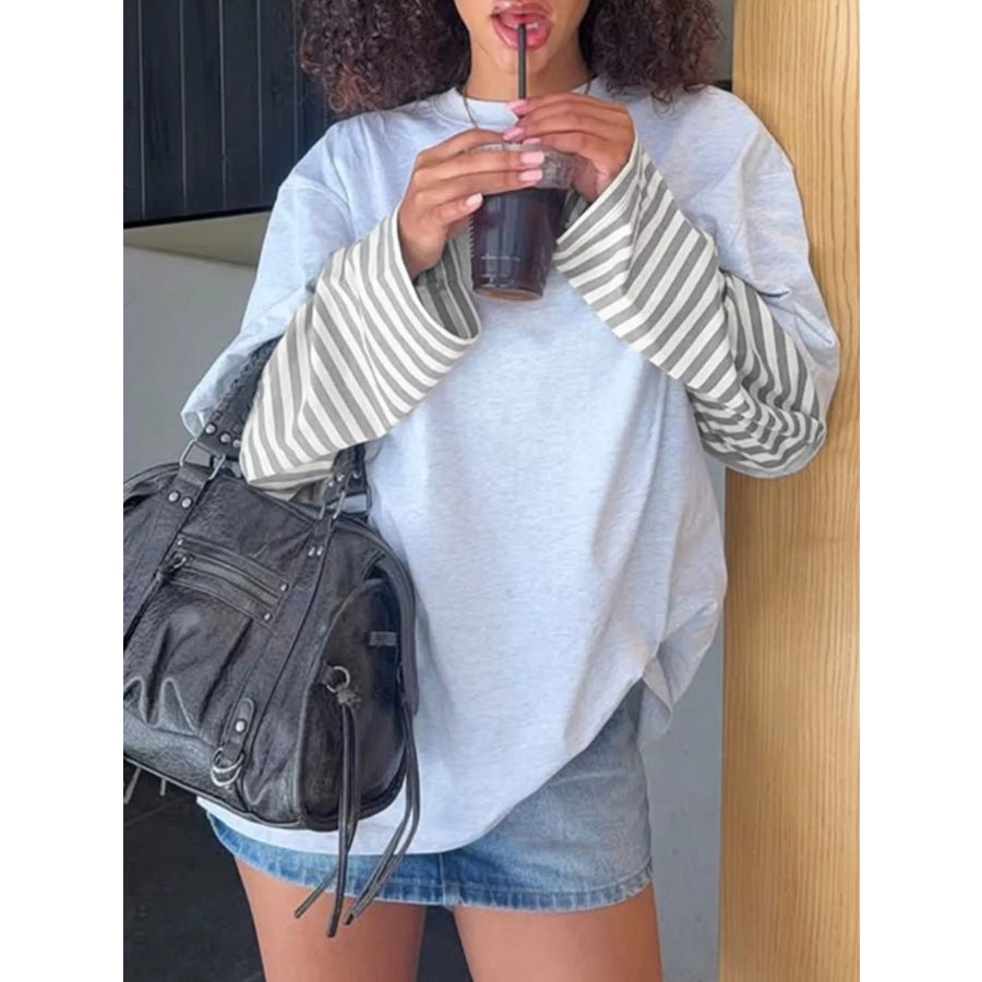 Contrast Striped Long Sleeves T-Shirt Apparel and Accessories