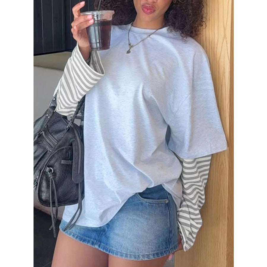 Contrast Striped Long Sleeves T-Shirt Apparel and Accessories