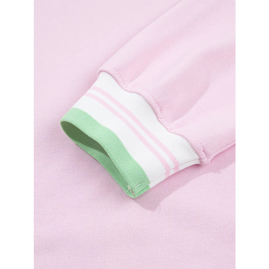 Contrast Striped Trim Baggy Pullover Sweatshirt Apparel and Accessories