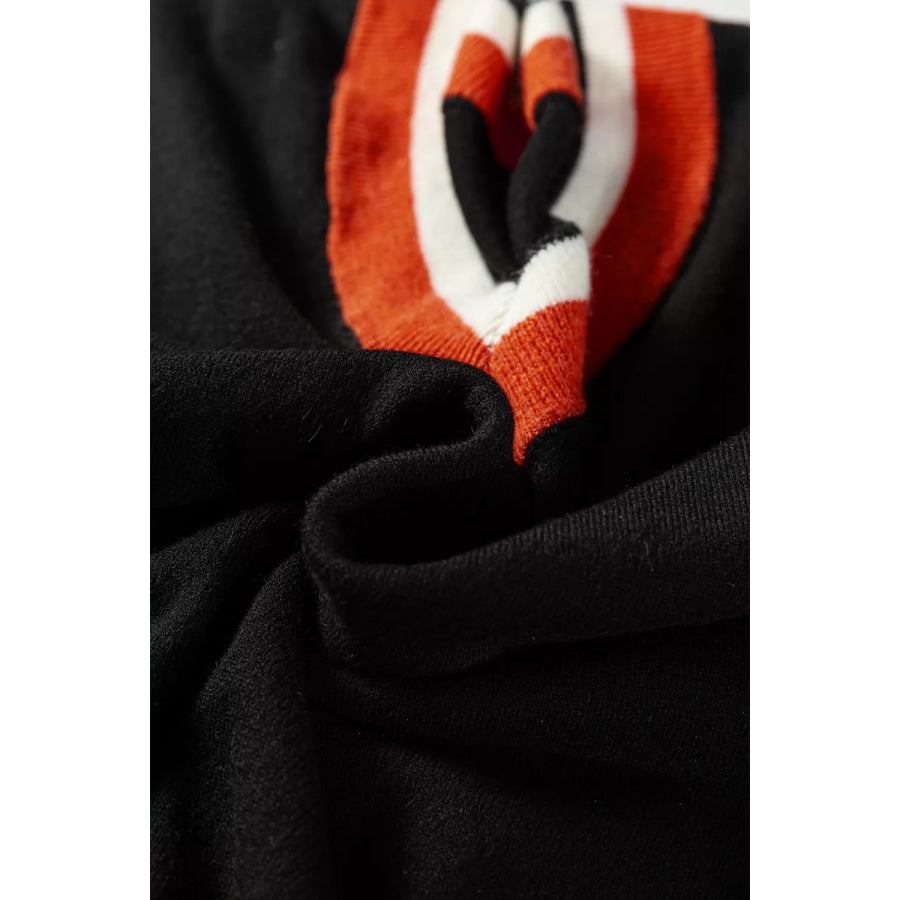 Contrast Striped Trim V Neck Varsity Sweater Apparel and Accessories