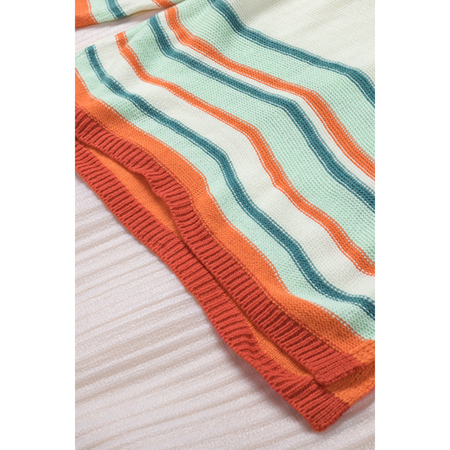 Contrast Striped Turtleneck Dropped Shoulder Sweater Apparel and Accessories