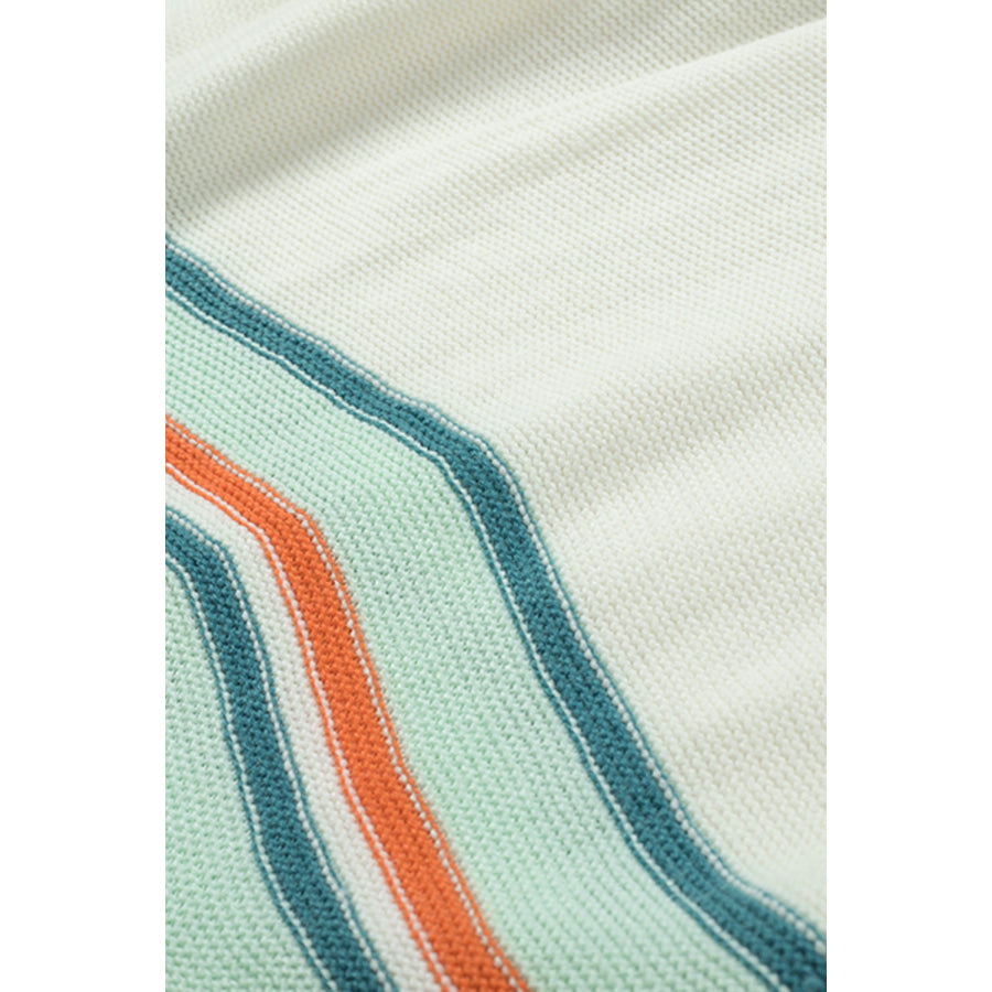 Contrast Striped Turtleneck Dropped Shoulder Sweater Apparel and Accessories