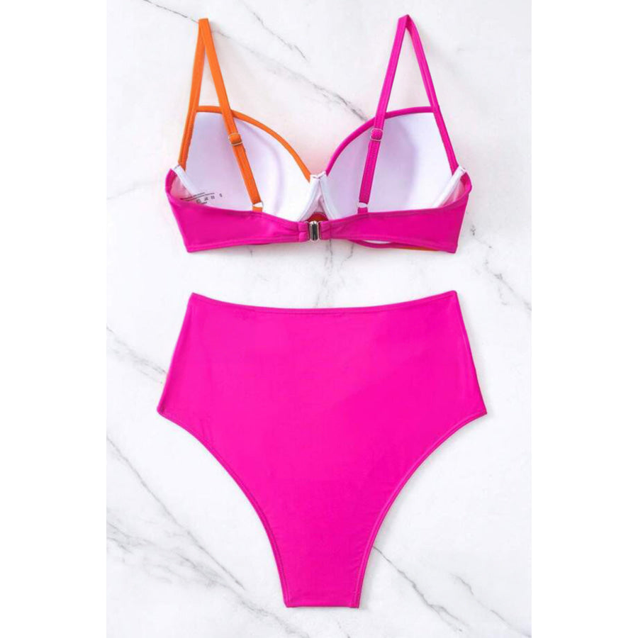 Contrast Sweetheart Neck Bikini Set Apparel and Accessories