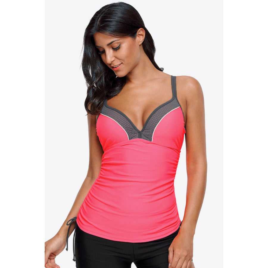 Contrast Sweetheart Neck Swim Cami Watermelon pink / S Apparel and Accessories