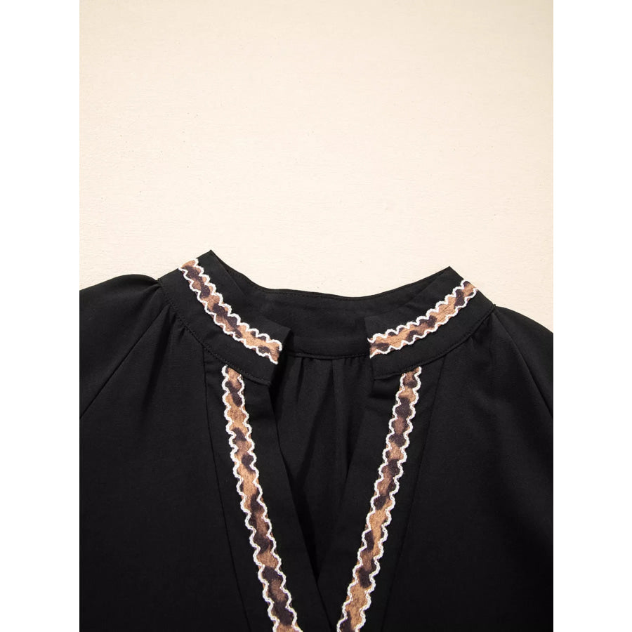 Contrast Trim Bracelet Sleeve Shift Mini Dress Apparel and Accessories