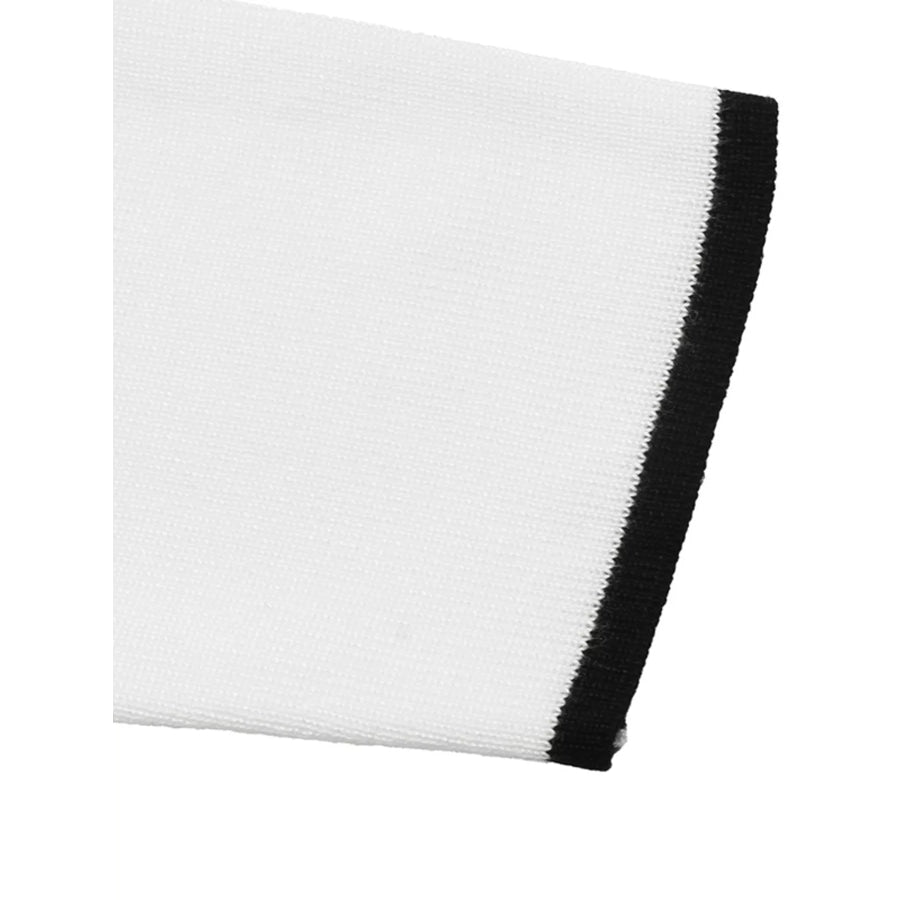 Contrast Trim Button Decor Knit Top Apparel and Accessories