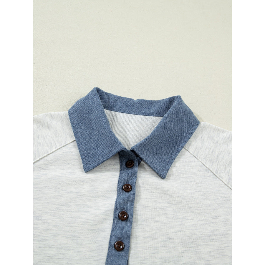 Contrast Trim Button Detail Top Apparel and Accessories