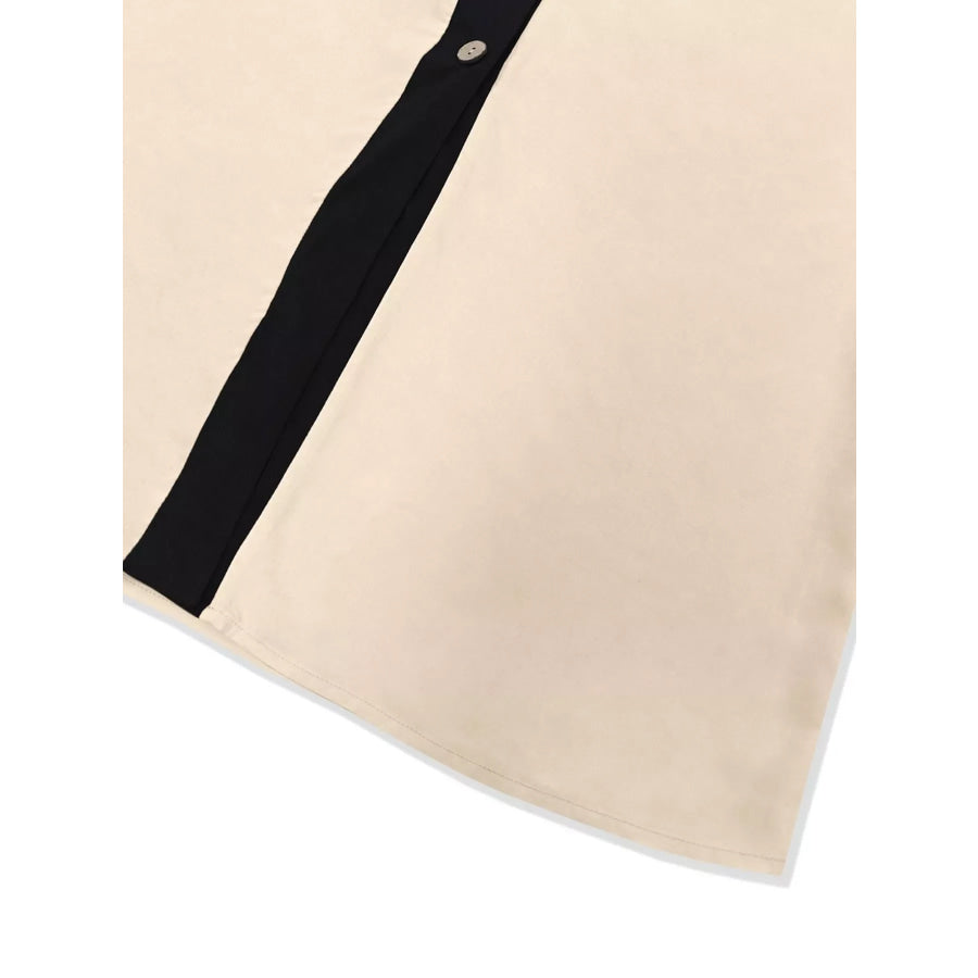 Contrast Trim Button-Down Midi Dress Apparel and Accessories