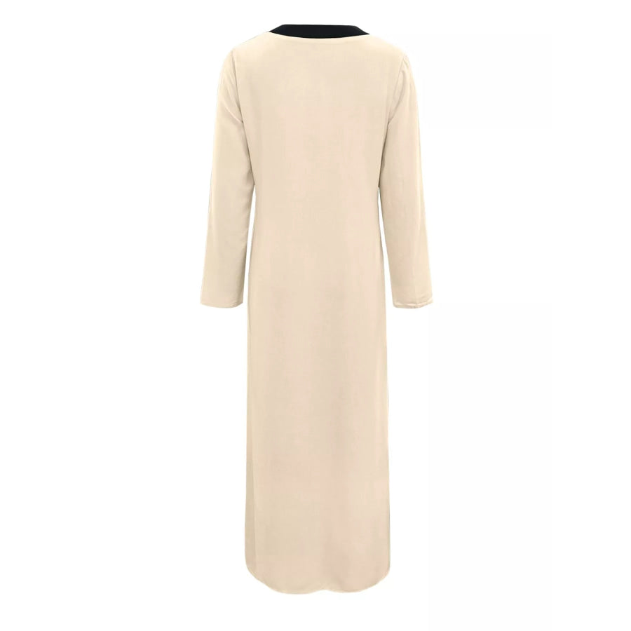 Contrast Trim Button-Down Midi Dress Apparel and Accessories