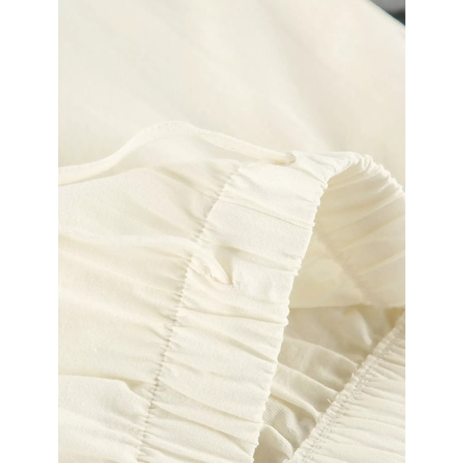 Contrast Trim Button-Down Top and Pants Lounge Set Apparel and Accessories