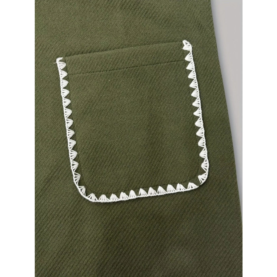 Contrast Trim Button-Front Outerwear Apparel and Accessories