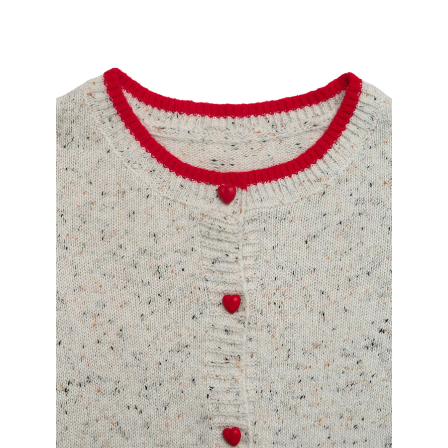 Contrast Trim Button Up Cardigan Apparel and Accessories