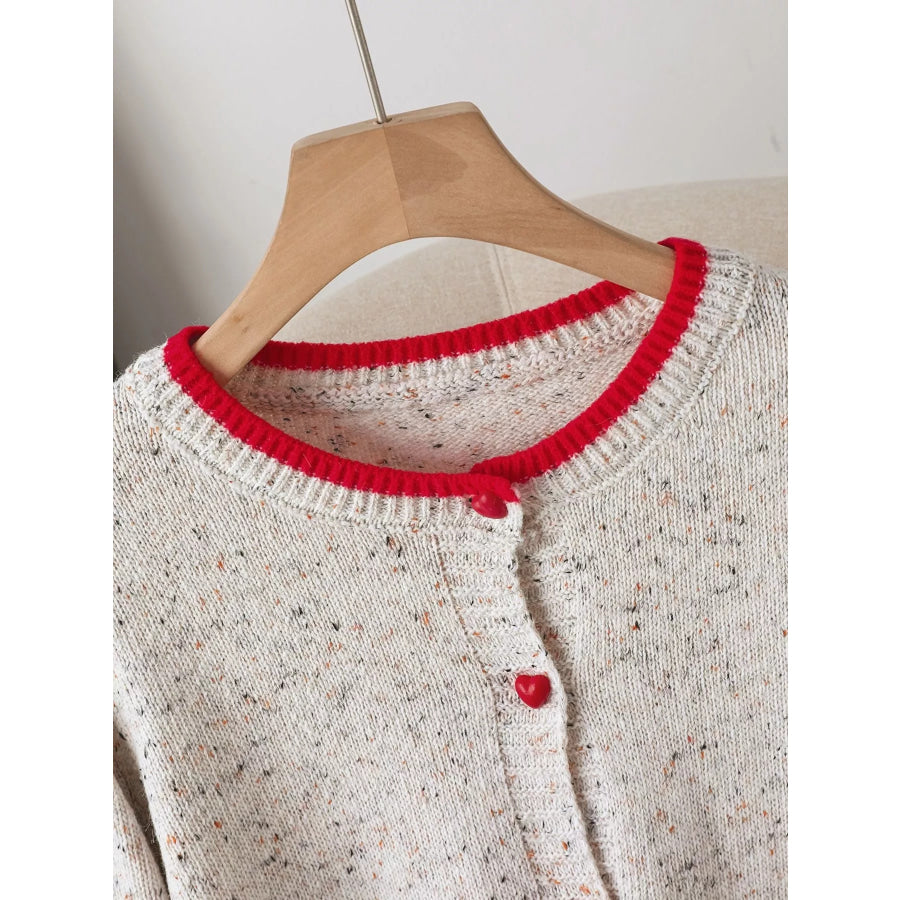 Contrast Trim Button Up Cardigan Apparel and Accessories