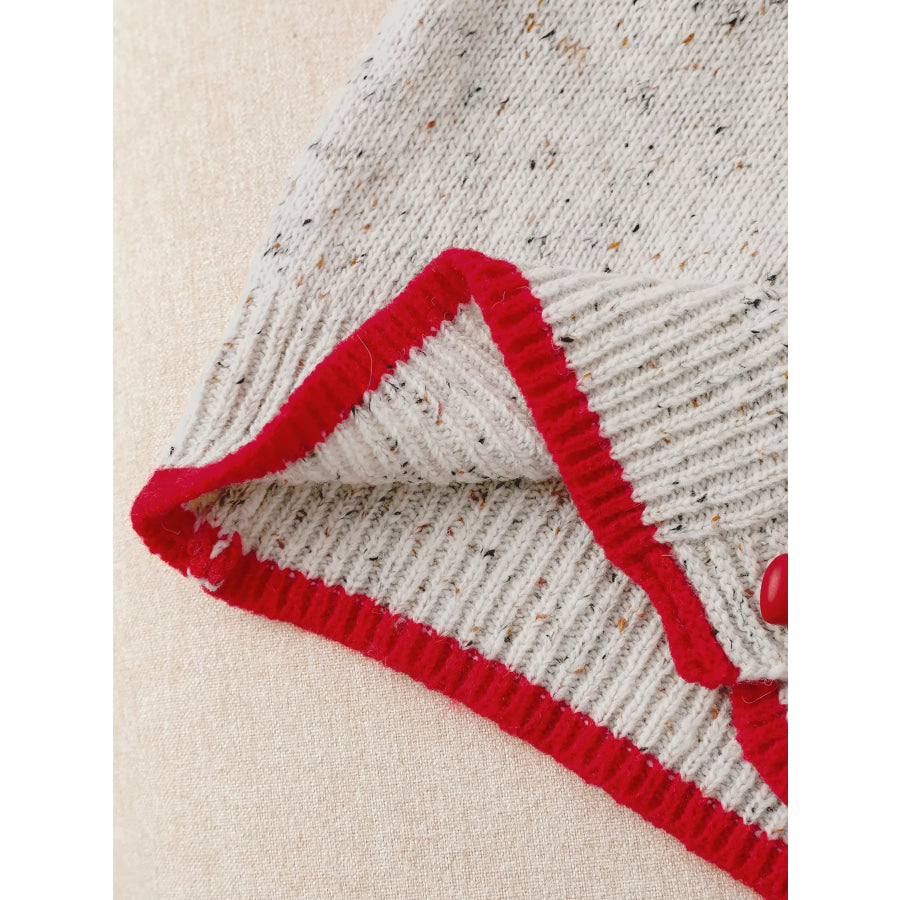 Contrast Trim Button Up Cardigan Apparel and Accessories