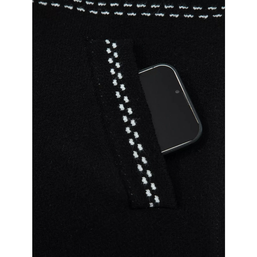 Contrast Trim Button up Sweater Cardigan Apparel and Accessories