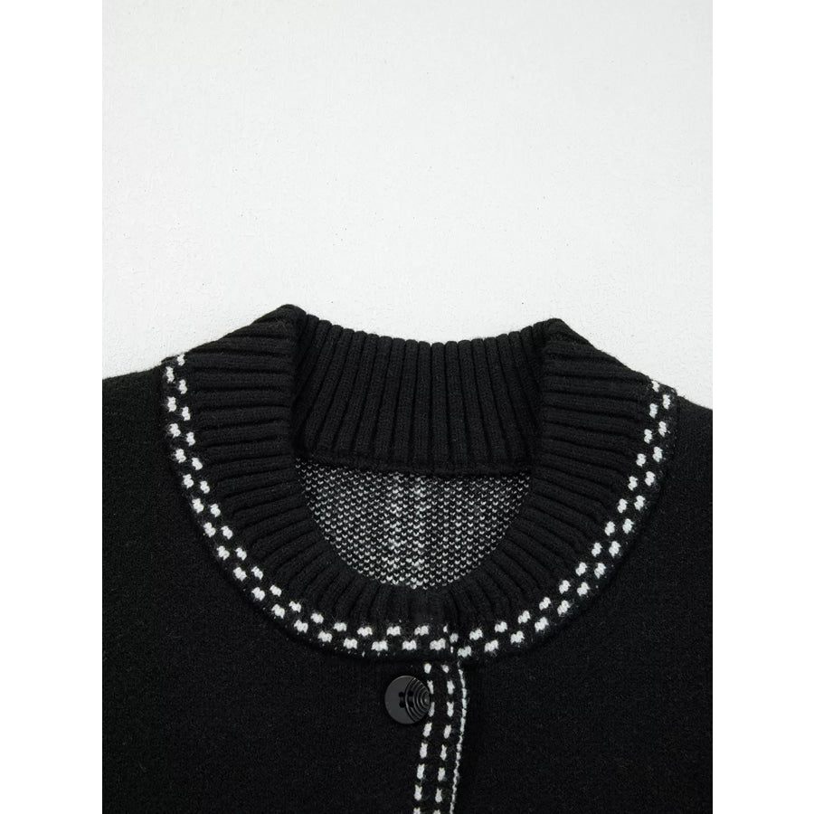 Contrast Trim Button up Sweater Cardigan Apparel and Accessories