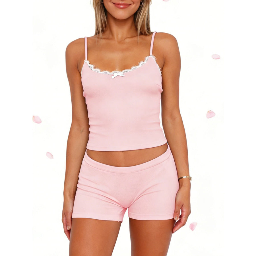 Contrast Trim Cami and Shorts Set Apparel and Accessories