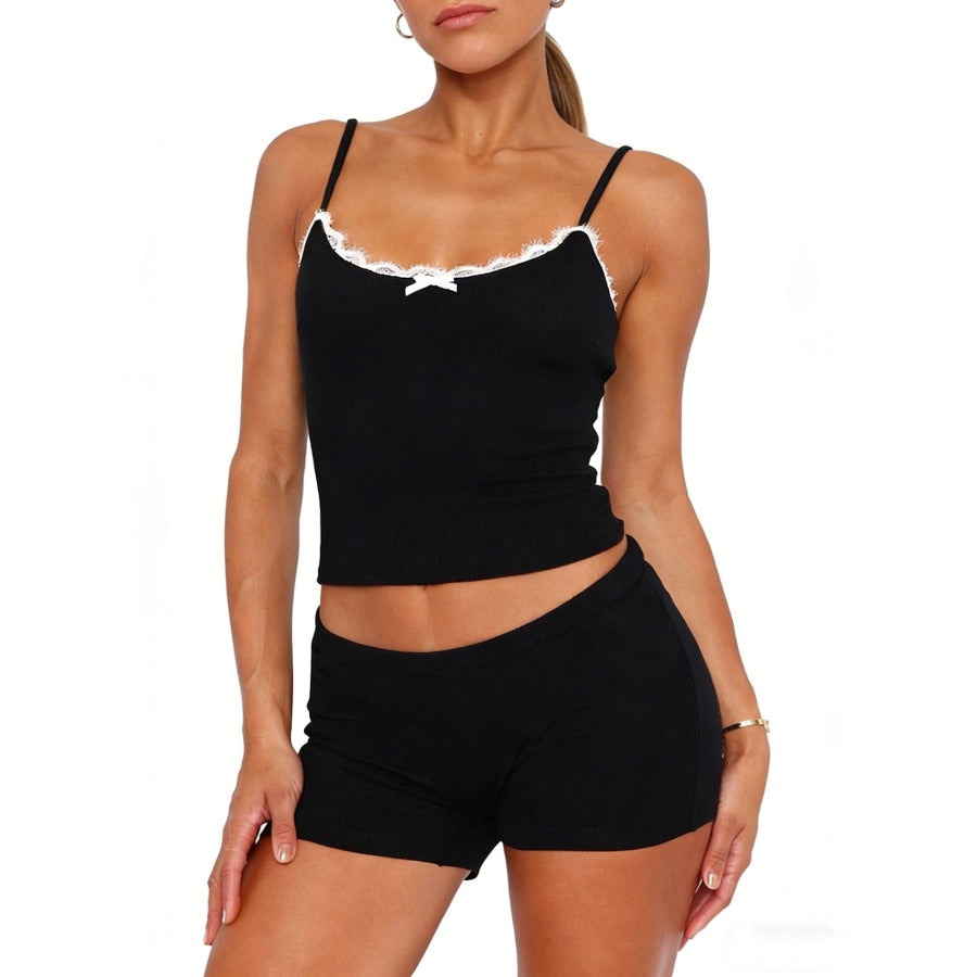Contrast Trim Cami and Shorts Set Apparel and Accessories