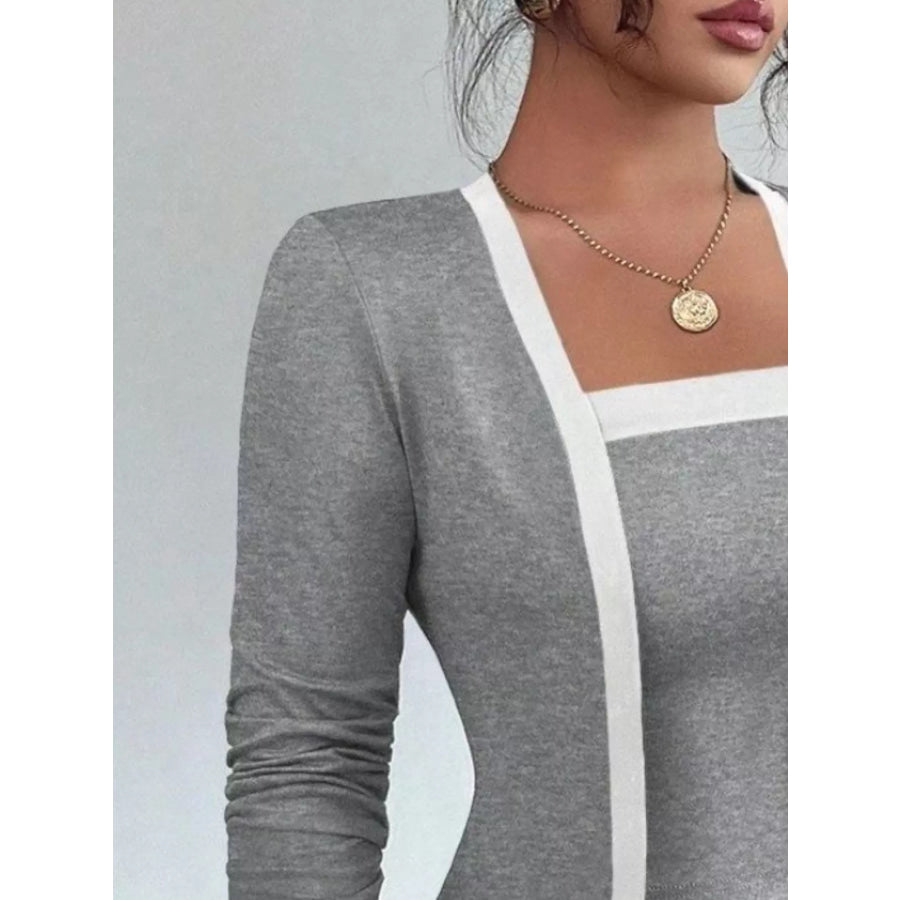 Contrast Trim Cardigan & Tank Top Set Apparel and Accessories