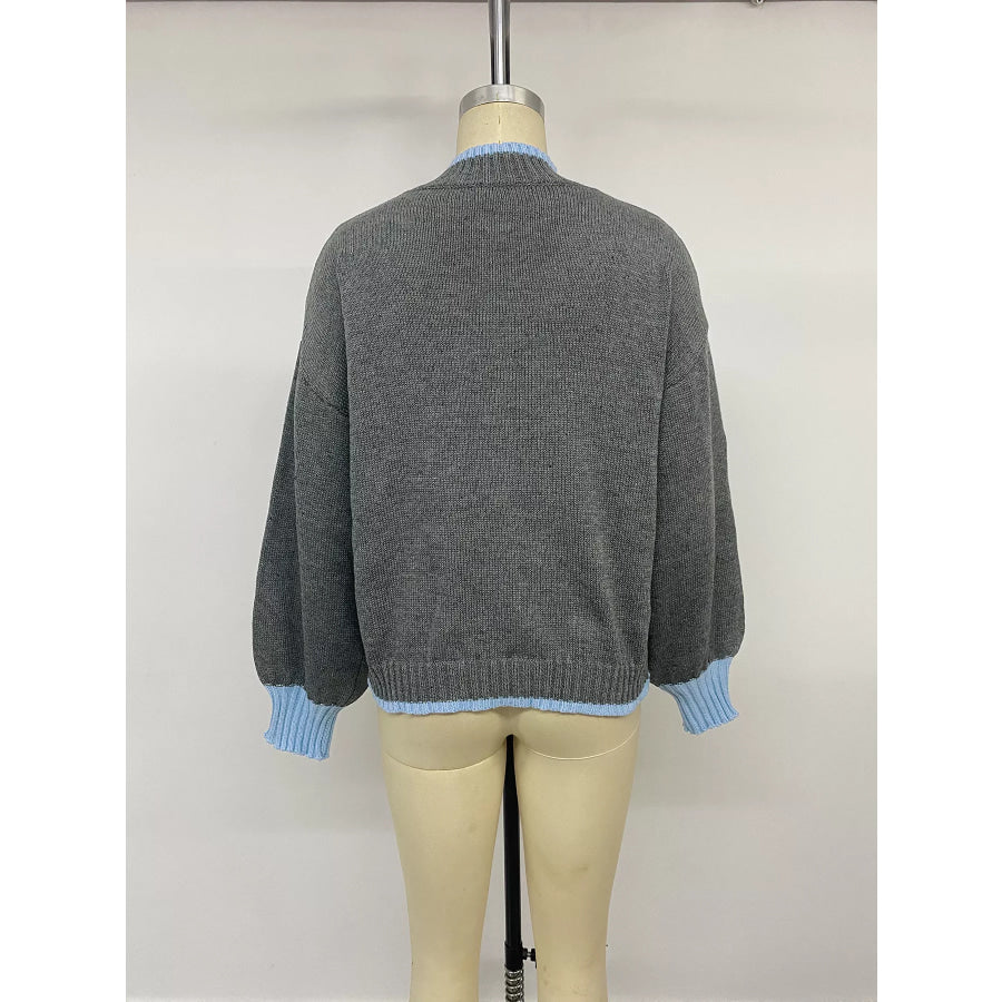 Contrast Trim Crew Neck Sweater Apparel and Accessories
