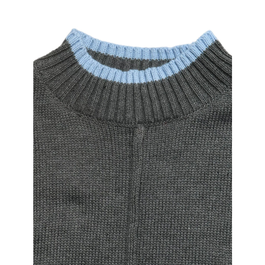 Contrast Trim Crew Neck Sweater Apparel and Accessories