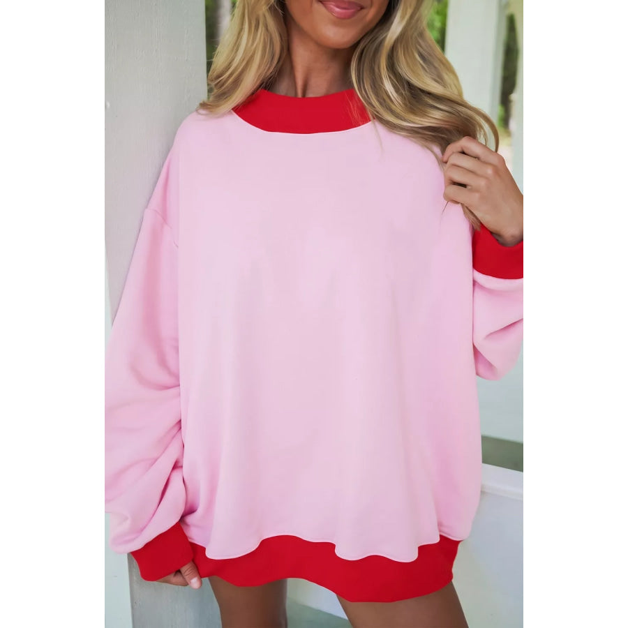 Contrast Trim Crew Neck Sweatshirt Apparel and Accessories