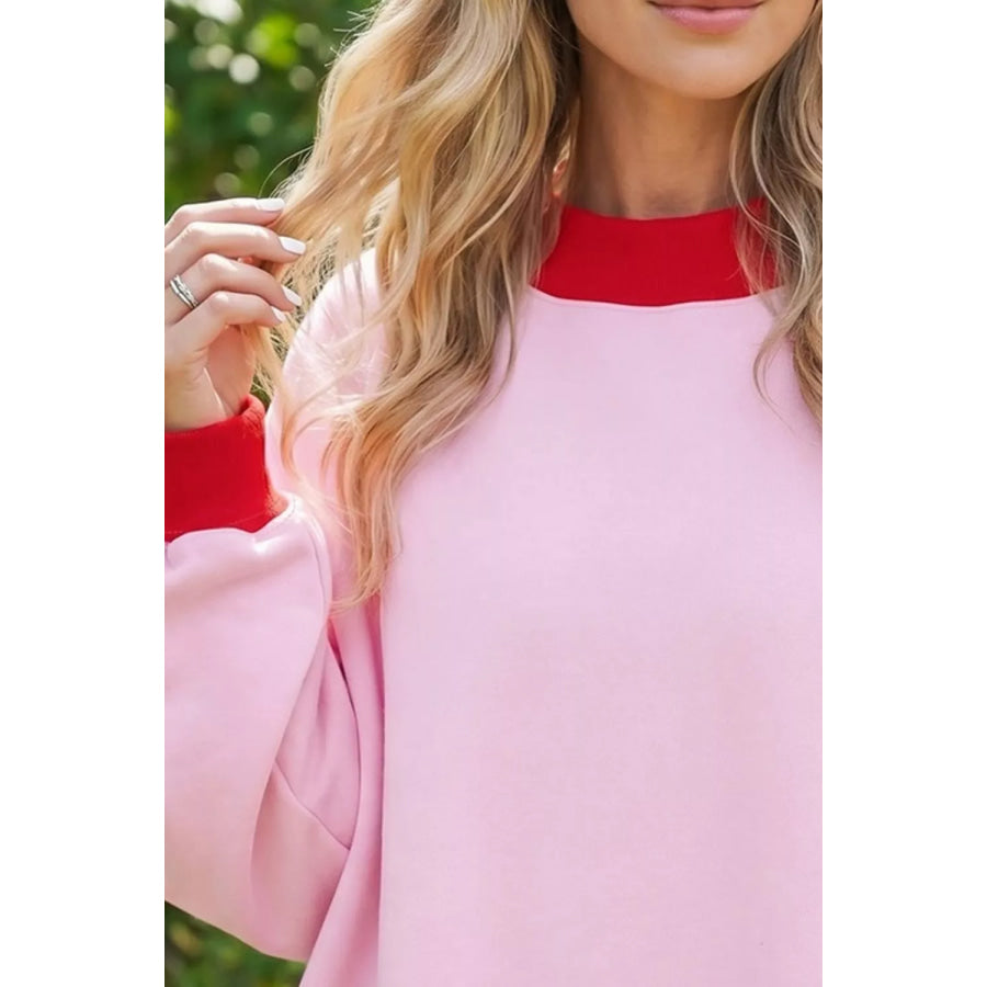 Contrast Trim Crew Neck Sweatshirt Apparel and Accessories