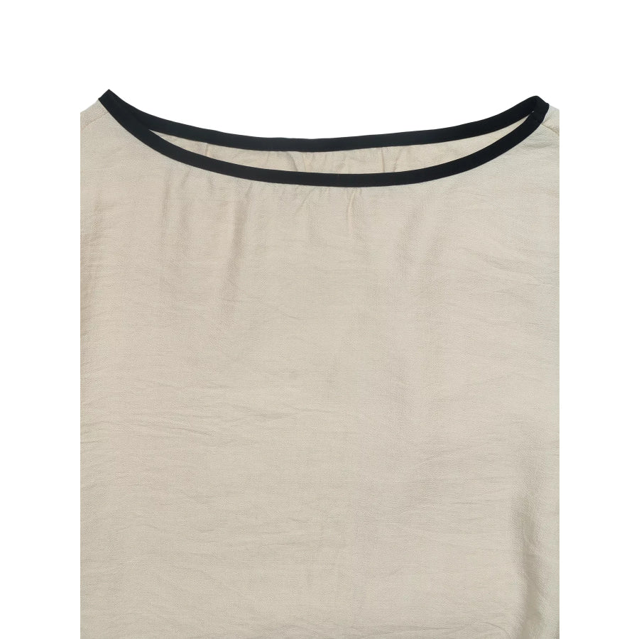 Contrast Trim Flare Sleeve Blouse Apparel and Accessories