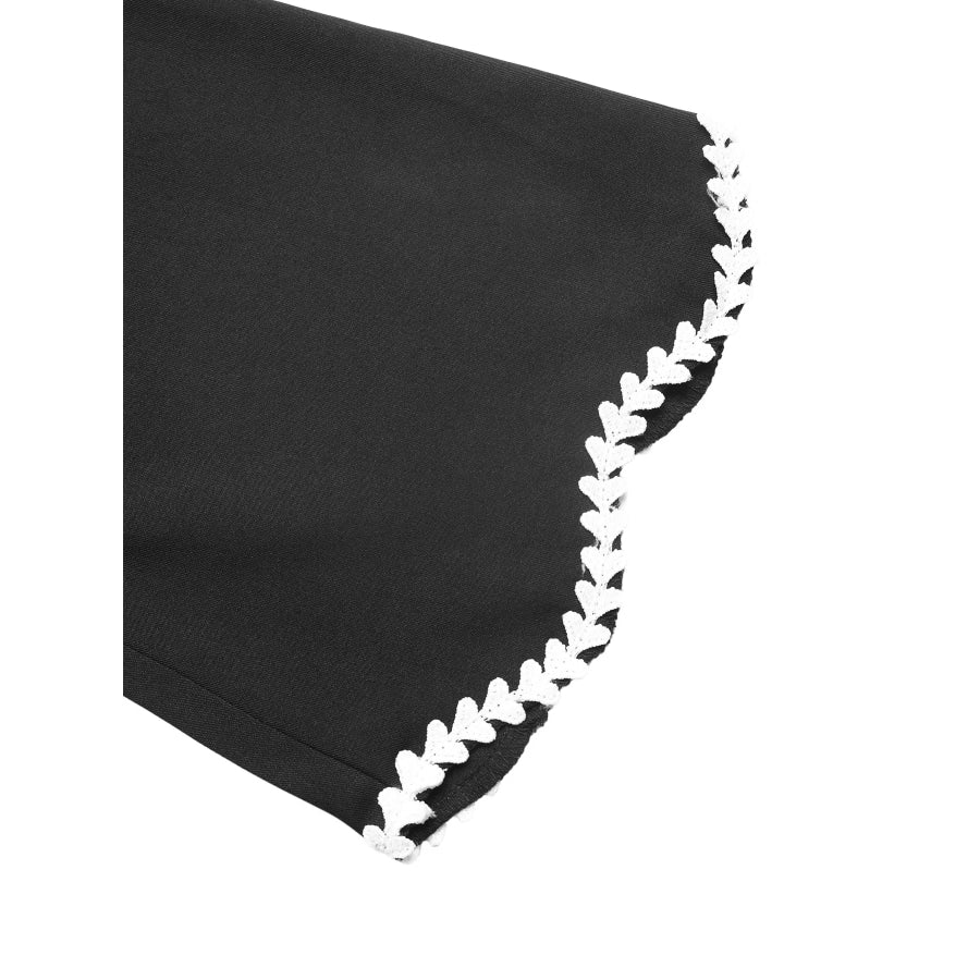 Contrast Trim Flare Sleeve Blouse Apparel and Accessories