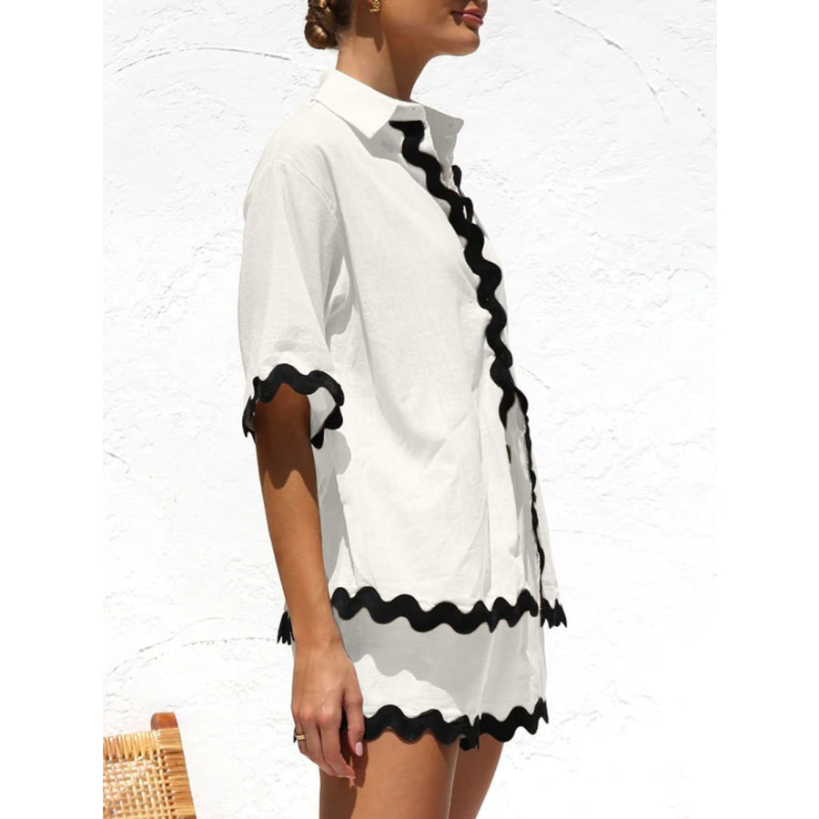 Contrast Trim Half Sleeve Top and Shorts Set Apparel and Accessories